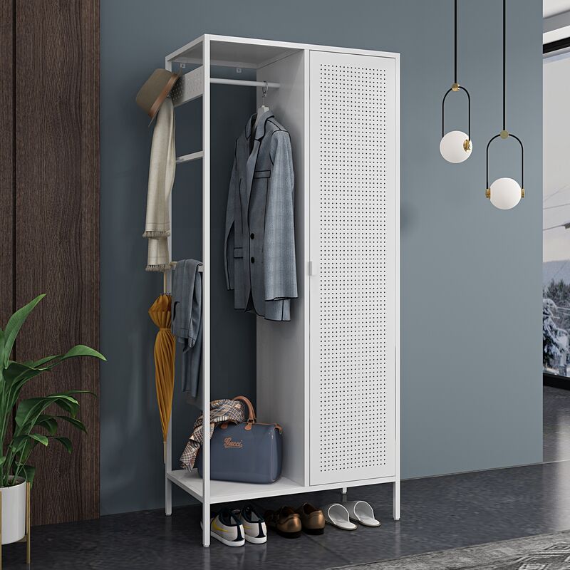 foto del prodotto armadio per guardaroba puumala in metallo 180 x 80 x 45 cm bianco en.casa 