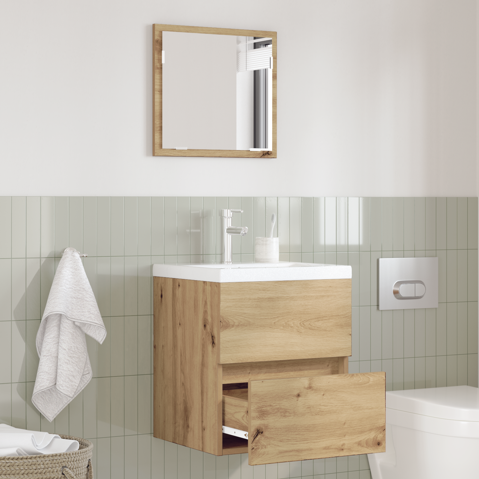foto del prodotto armadio per il bagno rovere artigianale mdf medio contenitore