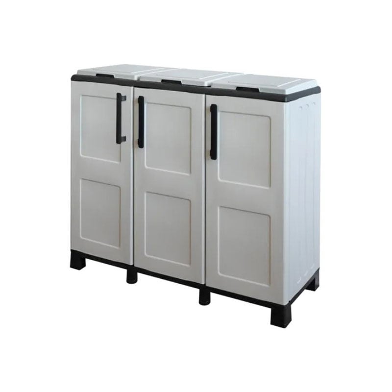 foto del prodotto armadio per raccolta differenziata in pvc grigio 102x37x90 cm