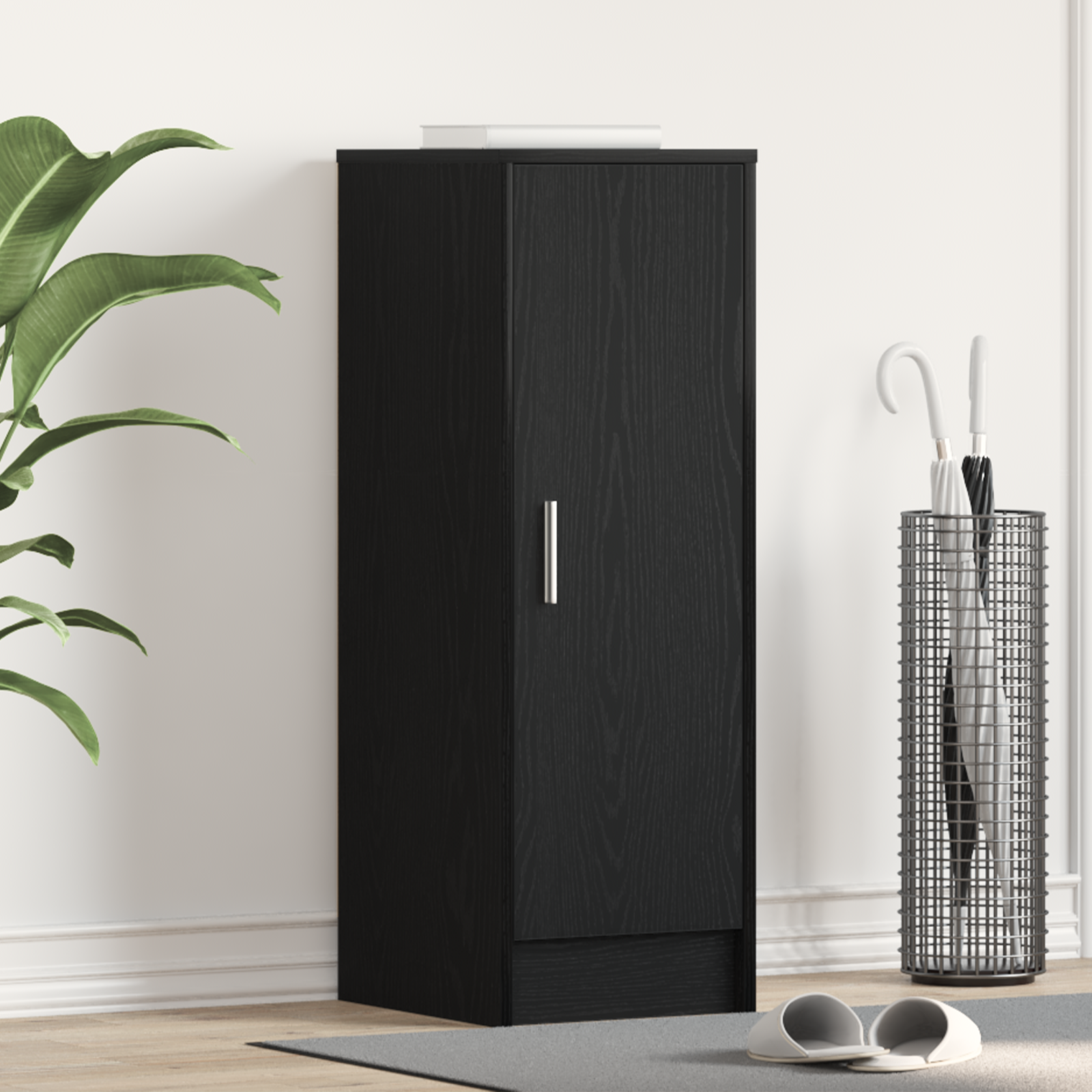 foto del prodotto armadio per scarpe nero rovere 32x35x92 cm in legno ingegnerizzato