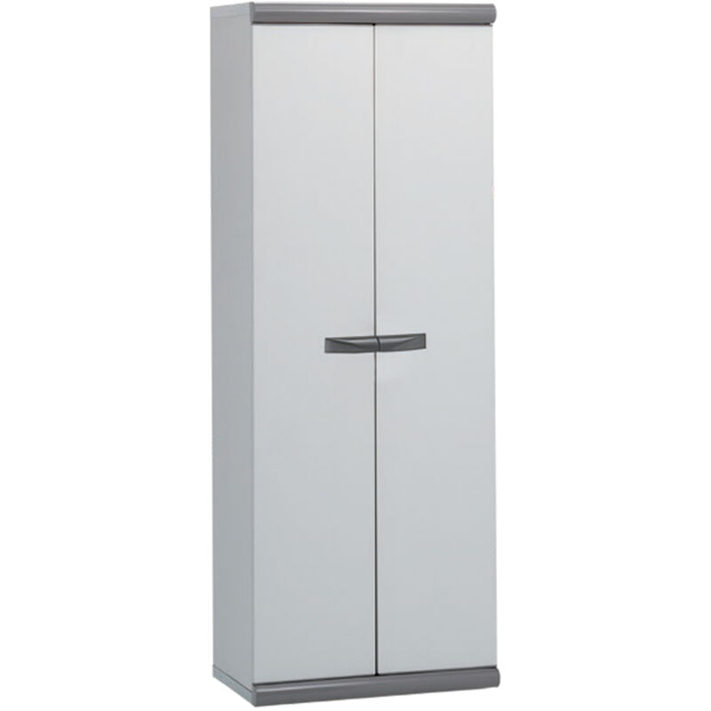 foto del prodotto armadio per scopa da giardino gardiun tavira 2 62,5x39x169 cm in resina 3 ripiani supporto 10 kg armadio alto multiuso da esterno e da interno