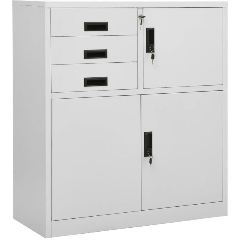 foto del prodotto armadio per ufficio 90x40x102 cm in acciaio con ante e scomparti vari colori colore grigio
