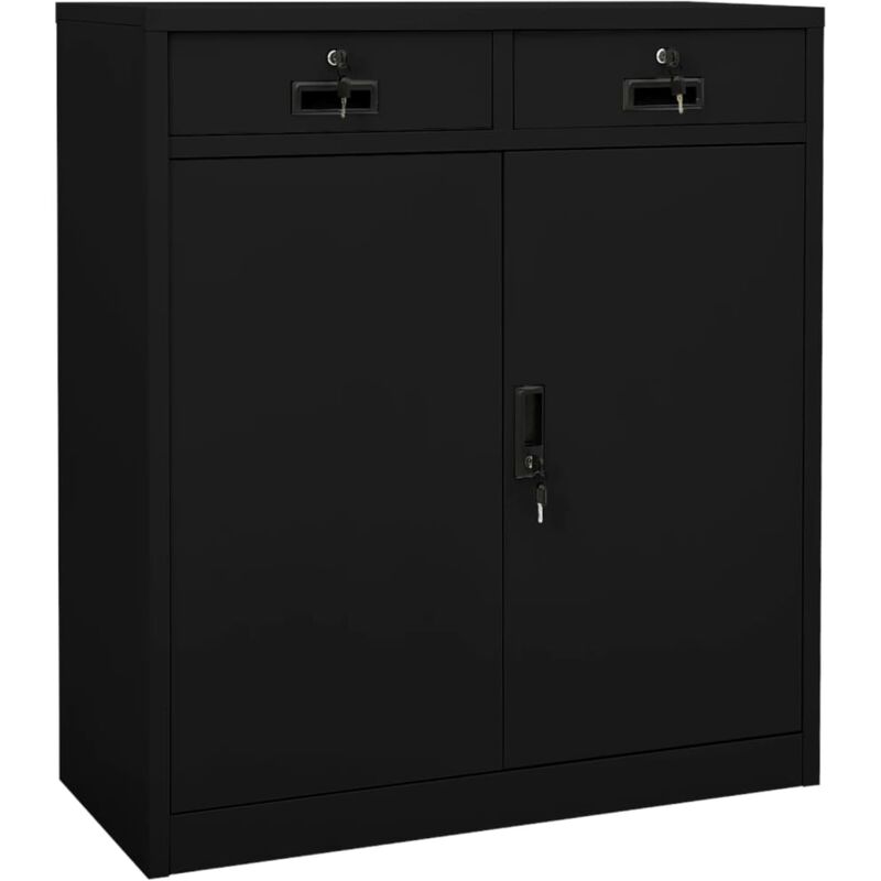 foto del prodotto armadio per ufficio 90x40x102 cm in acciaio con ante e scomparti vari colori colore nero