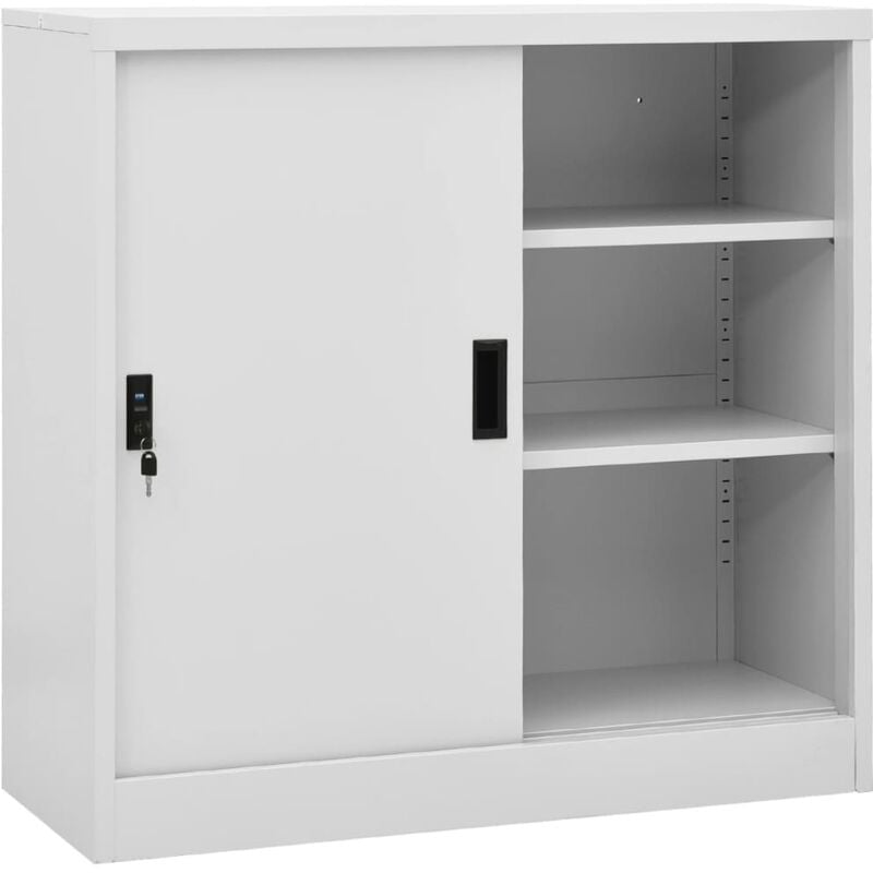 foto del prodotto armadio per ufficio anta scorrevole 90x40x90cm acciaio vari colori colore grigio