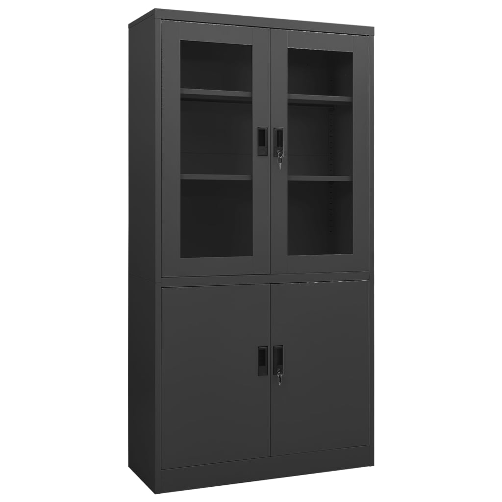 foto del prodotto armadio per ufficio antracite 90x40x180 cm in acciaio