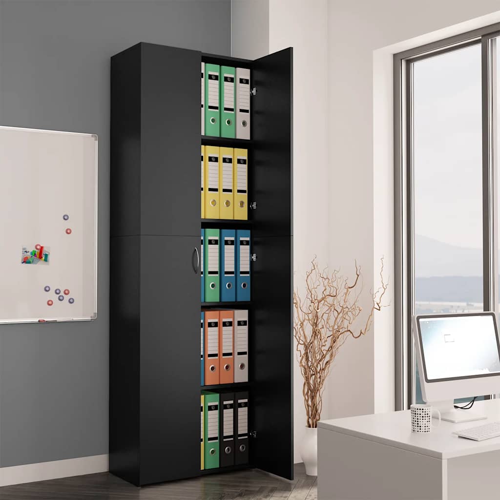 foto del prodotto armadio per ufficio nero 60x32x190 cm in legno multistratocod mxl 106116