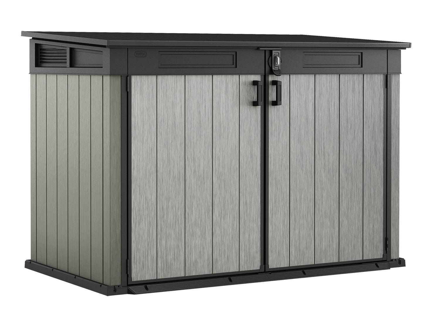 foto del prodotto armadio porta attrezzi da giardino 190,5x132,5x109,3 cm in resina keter grande store grigio