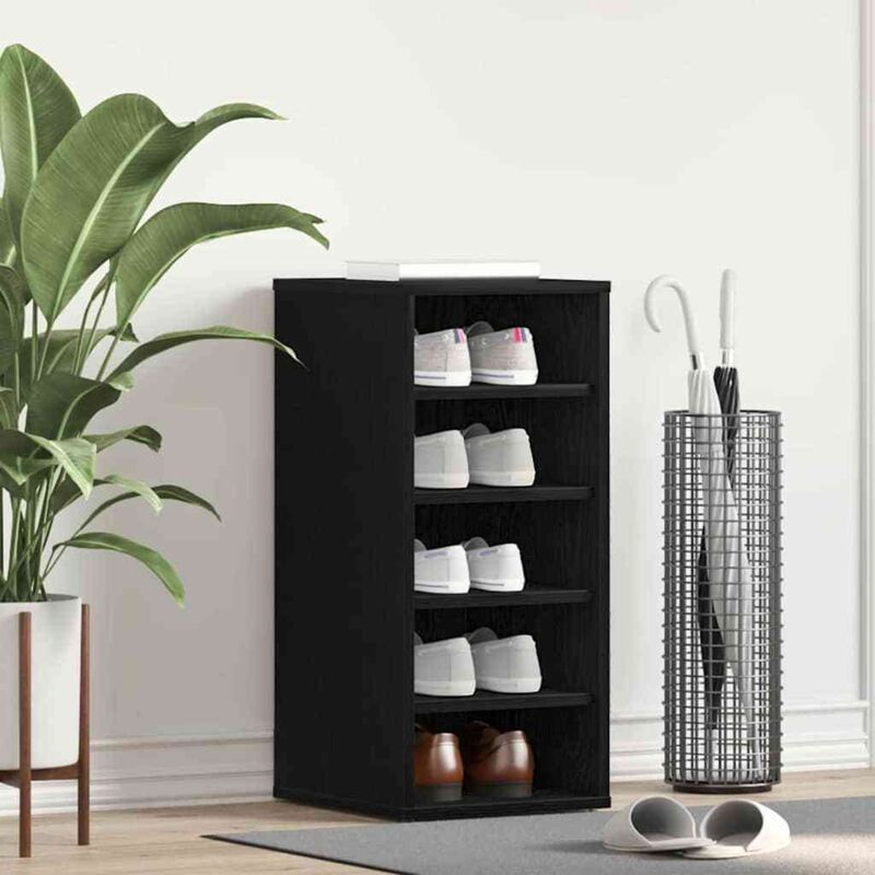 foto del prodotto armadio porta scarpe vidaxl nero quercia 32x35x70 cm in legno ingegnerizzato