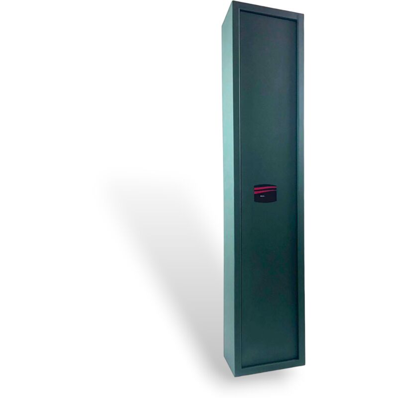 foto del prodotto armadio portafucili 5 posti in acciaio verde militare con cassaforte tesoretto interno stark s5001t