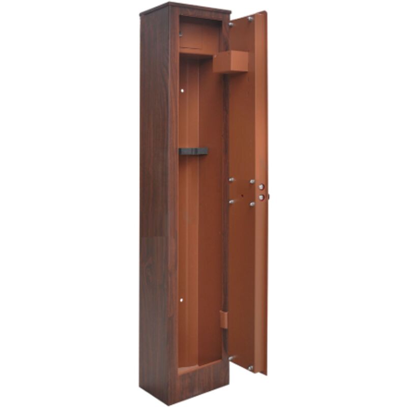 foto del prodotto armadio portafucili effe 3 posti cm 25 x 20 x h 145 in lamiera d acciaio finitura legno spessore 3,0 mm catenaccio antisega 18 mm con tesoretto