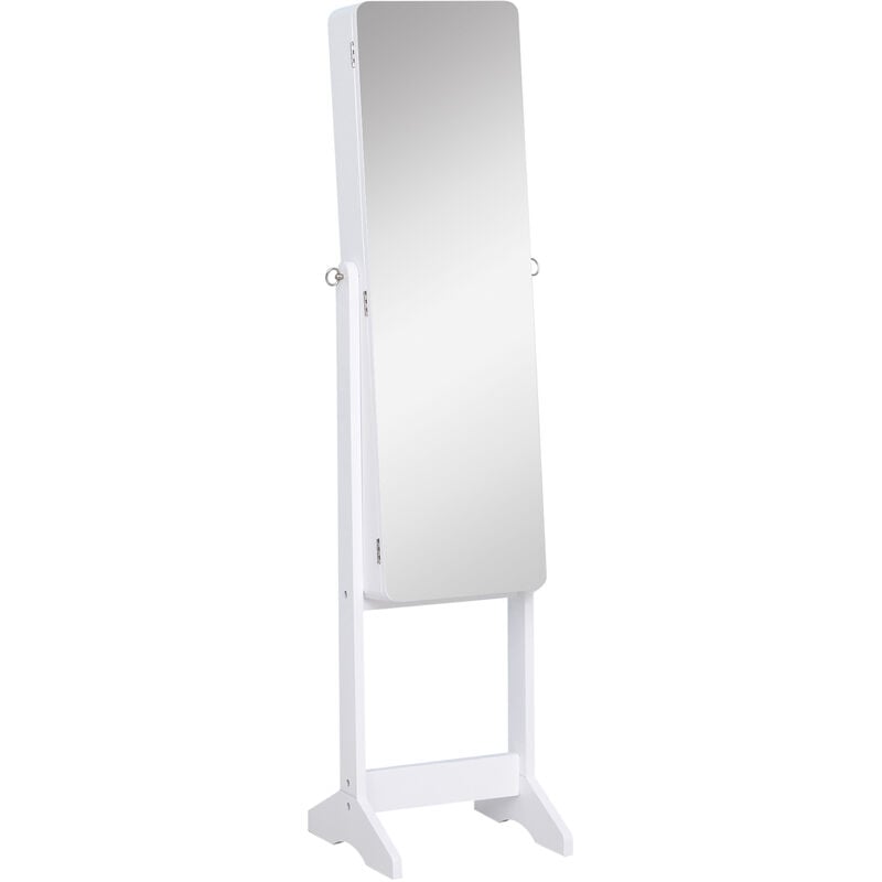 foto del prodotto armadio portagioie e trucchi con specchio e illuminazione led automatica bianco 30x146x36 cm