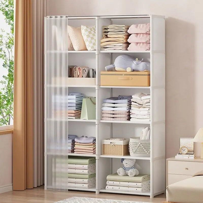 immagine 0 del prodotto armadio portaoggetti aperto per camera da letto armadio portatile bianco 6 strati 2 ripiani