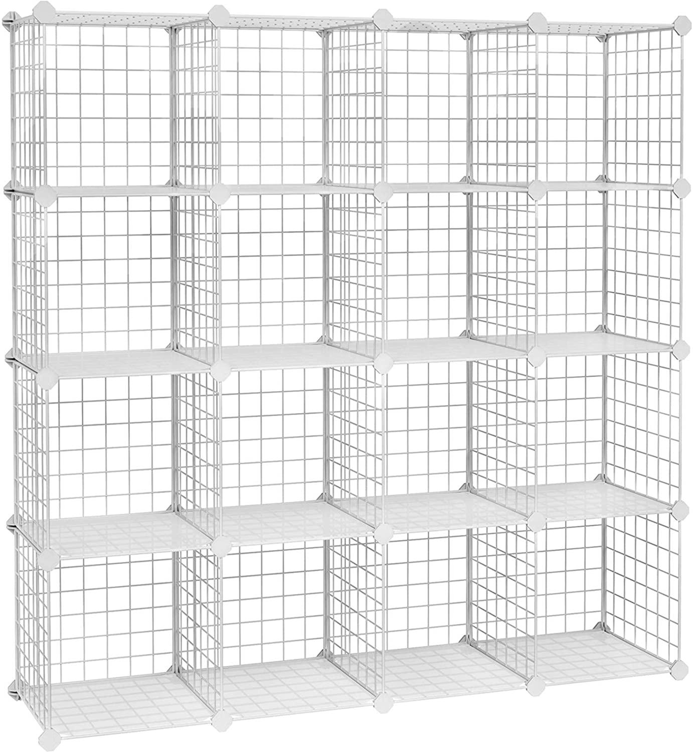 foto del prodotto armadio portaoggetti ripiano pannelli in rete 4 livelli 4 file maglio in gomma di grande capacit dimensioni libere 123 x 31 x 123 cm l x l x a bianco 12 0000703