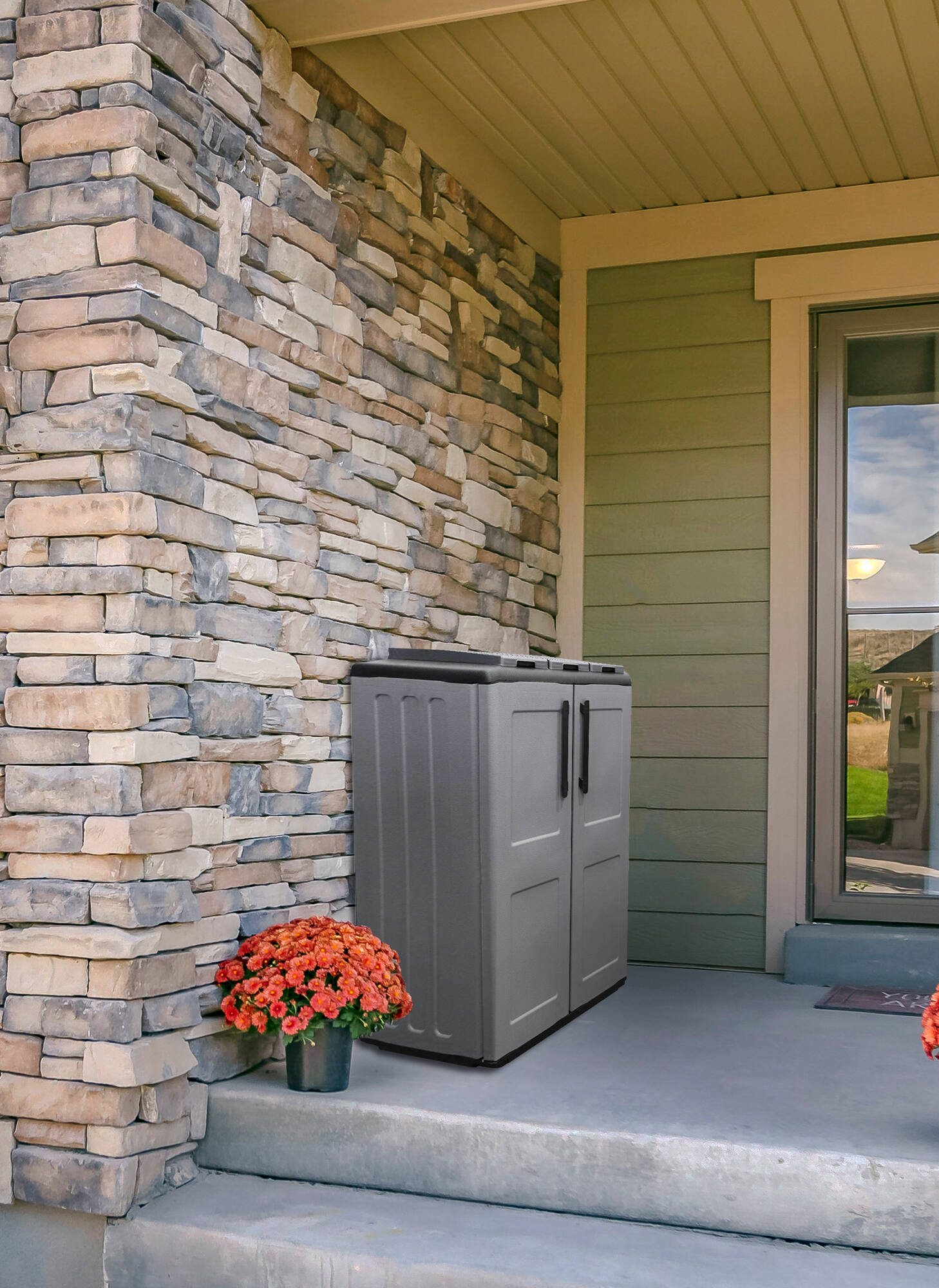 foto del prodotto armadio portarifiuti da esterno o artan, mobile porta 3 sacchi a 2 ante, 100 made in italy, cm 68x37h84, colore grigio