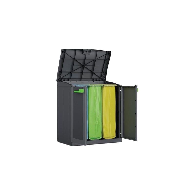 foto del prodotto armadio portarifiuti moby in resina due posti 110 litri cm.90x55x100 keter
