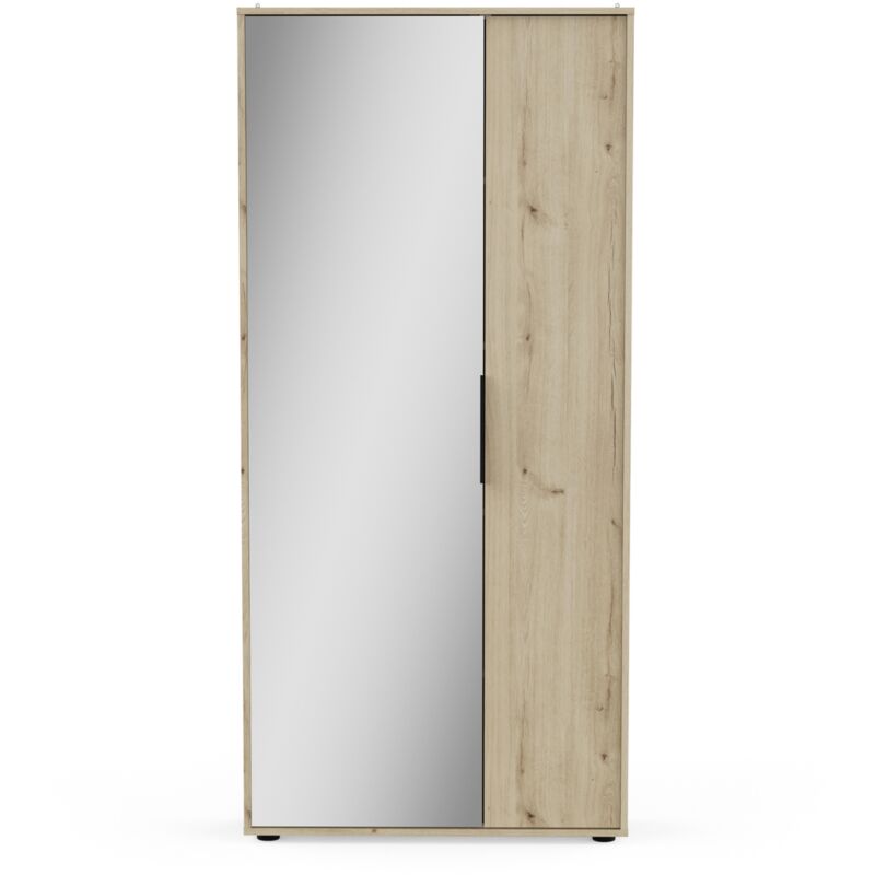 foto del prodotto armadio portascarpe 2 ante e 1 specchio l82,8 cm ebony