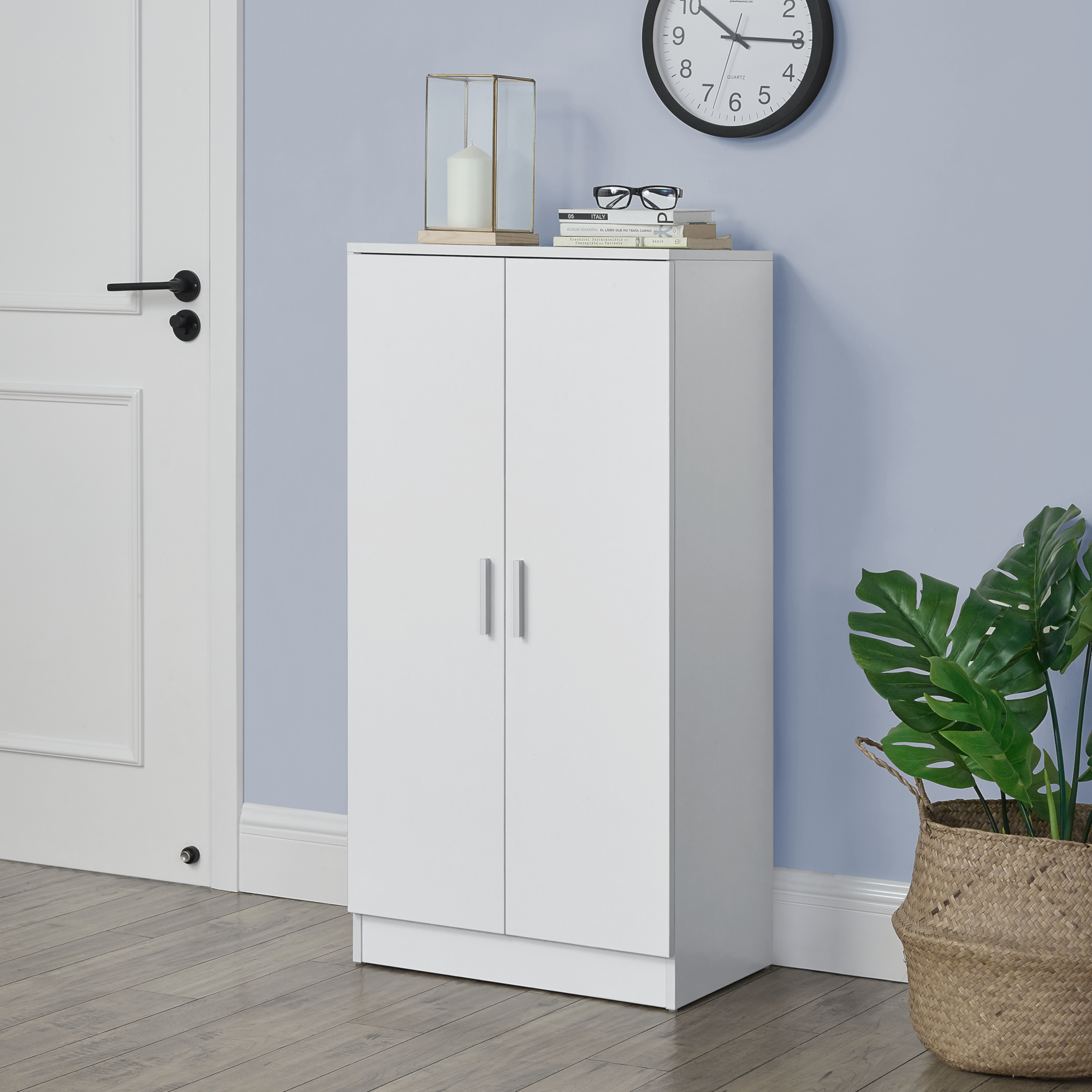 foto del prodotto armadio portascarpe con 7 scomparti scarpiera 108x55x35 cm bianco en.casa 
