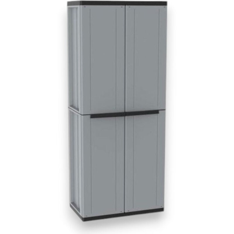 foto del prodotto armadio portascope alto con scaffalino a 4 ripiani in materiale termoplastico grigio per interno dimensioni 680x375x1635 mm