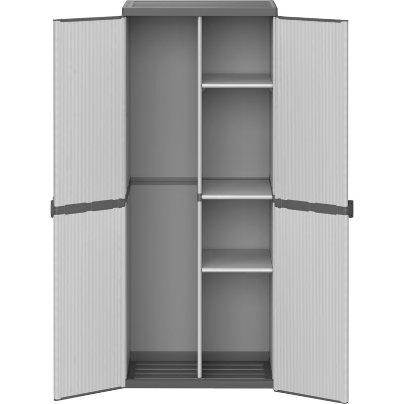foto del prodotto armadio portascope in resina 2 ante, ripiani regolabili interno esterno 68x40xh165 cm