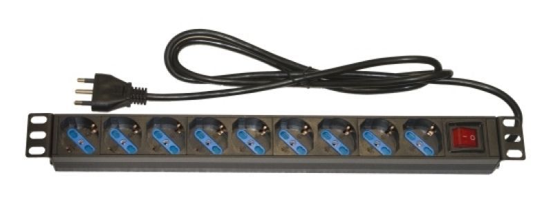 foto del prodotto armadio rack multipresa 9 prese 19 tripolari schuko con interrutore