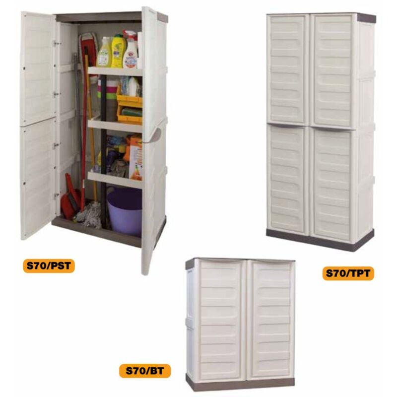 foto del prodotto armadio resina esterno artplast linea spazio basso o alto portascope e ripiani - armadio in resina 100 portascope