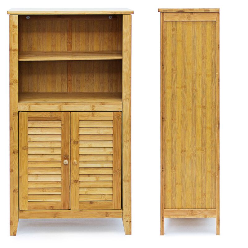 foto del prodotto armadio scaffale piccolo mobile tavolo 2 ante bamb bagno soggiorno multifunzione 92 cm 3213056