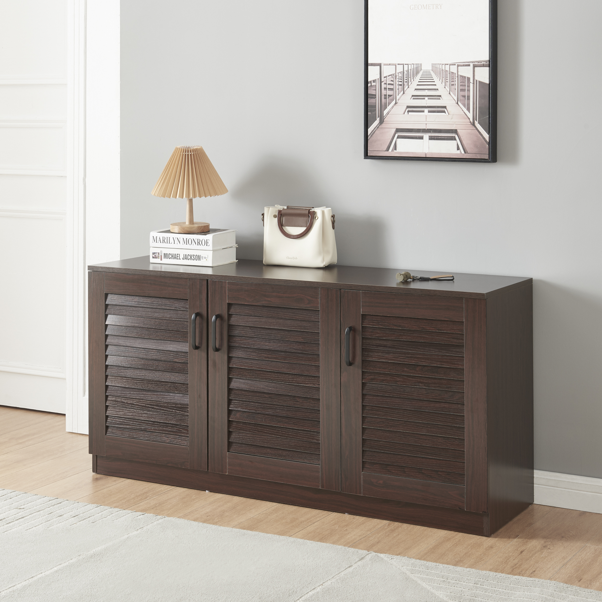foto del prodotto armadio scarpiera l ten con ante a persiana 62 x 125 x 36 cm weng en.casa 