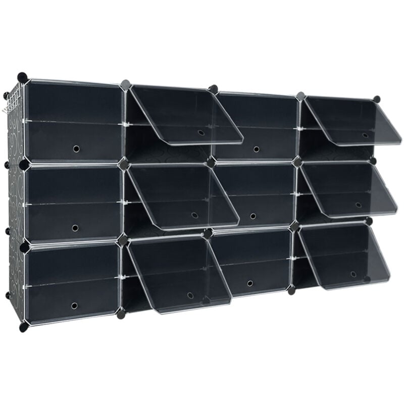foto del prodotto armadio scarpiera modulare fai da te 24 scatole di scarpe impilabili mobili per scarpe plastica scarpa cubo portatile a 6 livelli 163x32x93cm aufun