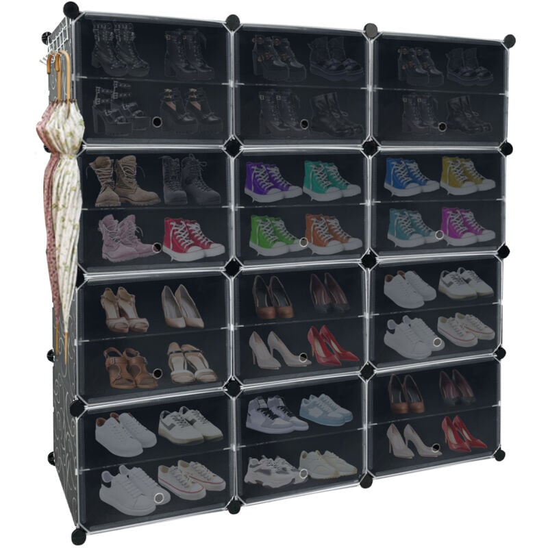 foto del prodotto armadio scarpiera modulare fai da te 24 scatole di scarpe impilabili mobili per scarpe plastica scarpa cubo portatile a 8 livelli 122x32x124cm 