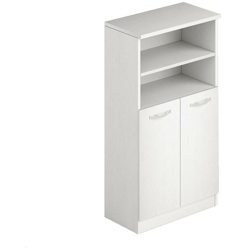 foto del prodotto armadio scarpiera multiuso bianco in legno nobilitato 2 ante e 4 vani 2 interni e 2 a giorno h130x71x38