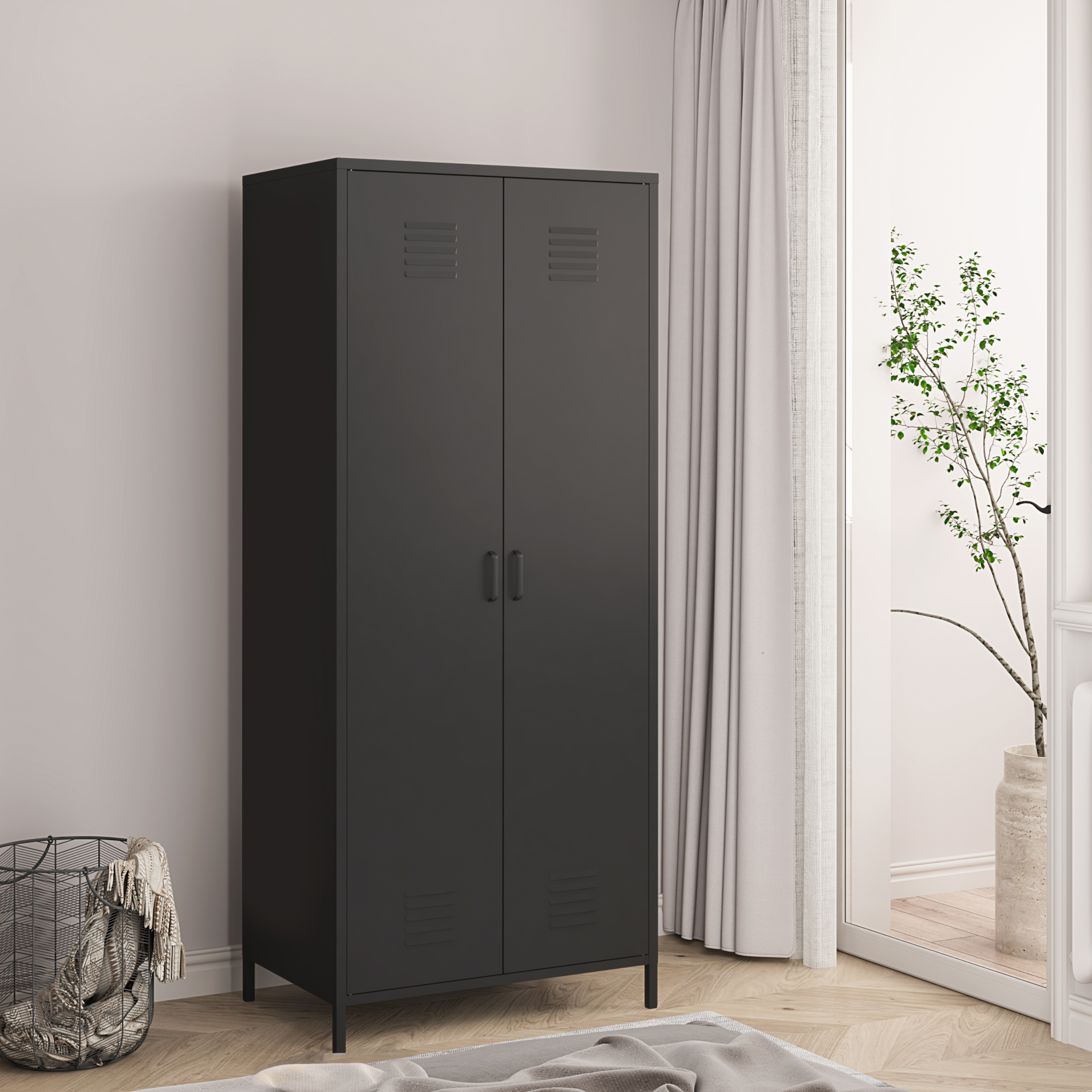 foto del prodotto armadio sein joki per guardaroba in acciaio 180 x 76 x 50 cm nero opaco en.casa 