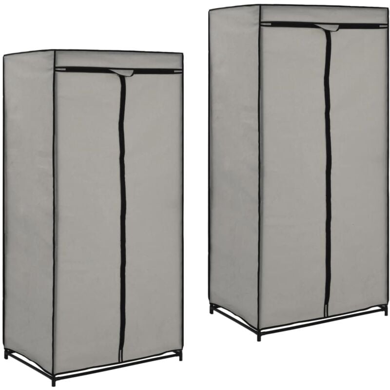 foto del prodotto armadio set 2 pz in tessuto con cerniere e appendiabiti armadio salvaspazio vari colori colore grigio