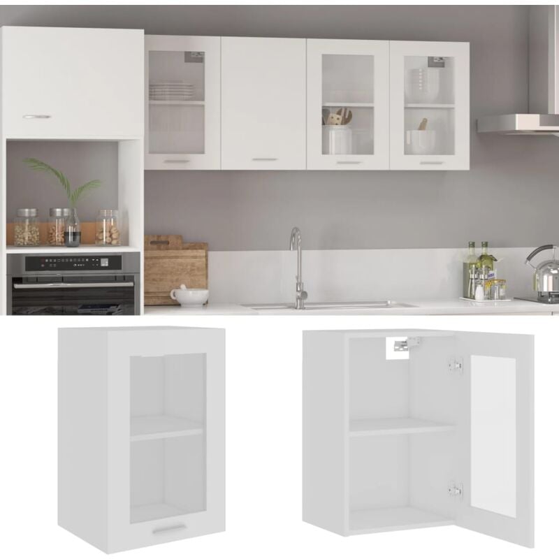 foto del prodotto armadio sospeso con vetro lyon bianco 40x31x60 cm vidaxl