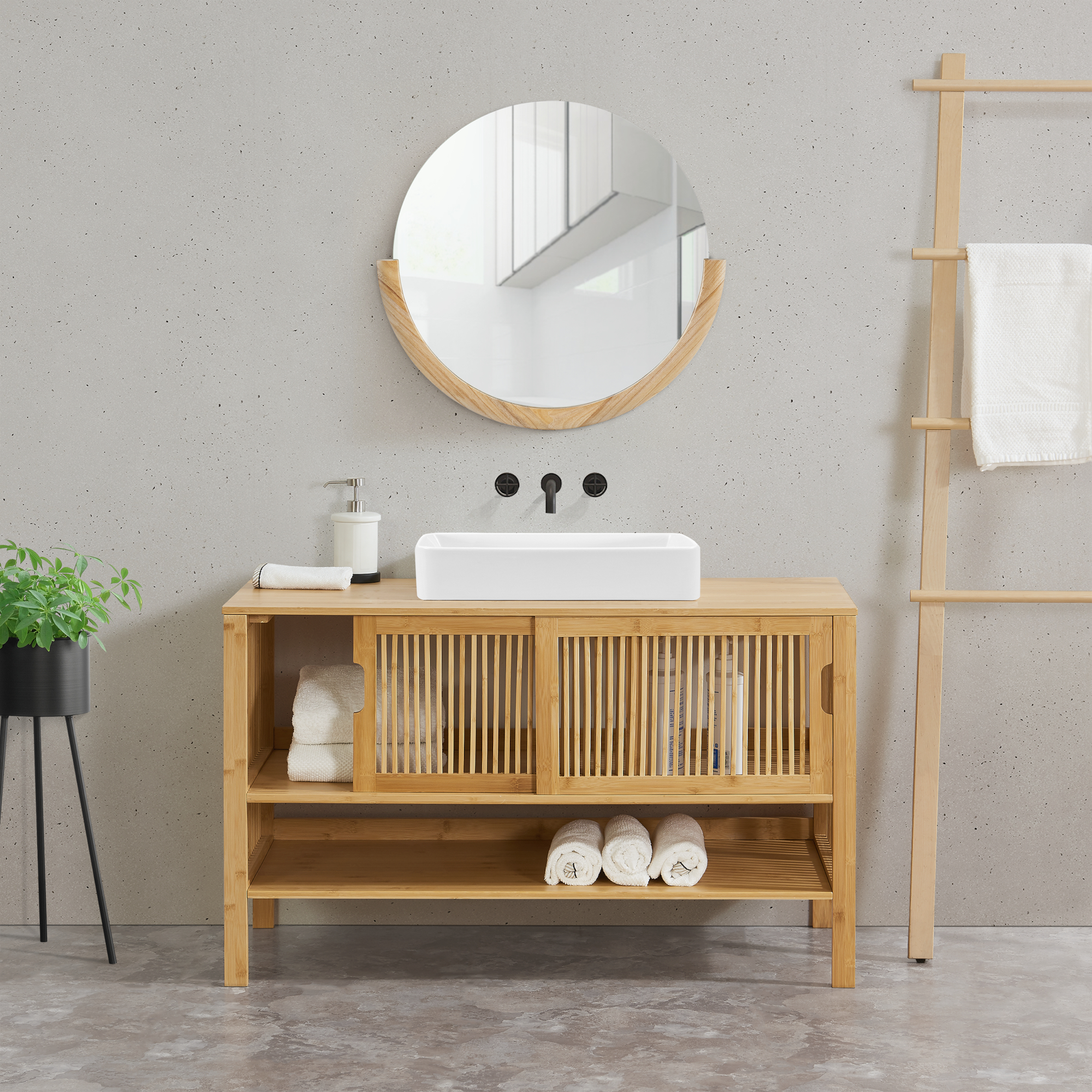 foto del prodotto armadio sottolavabo hvaler con ante scorrevoli 60 x 100 x 45 cm bamb en.casa 