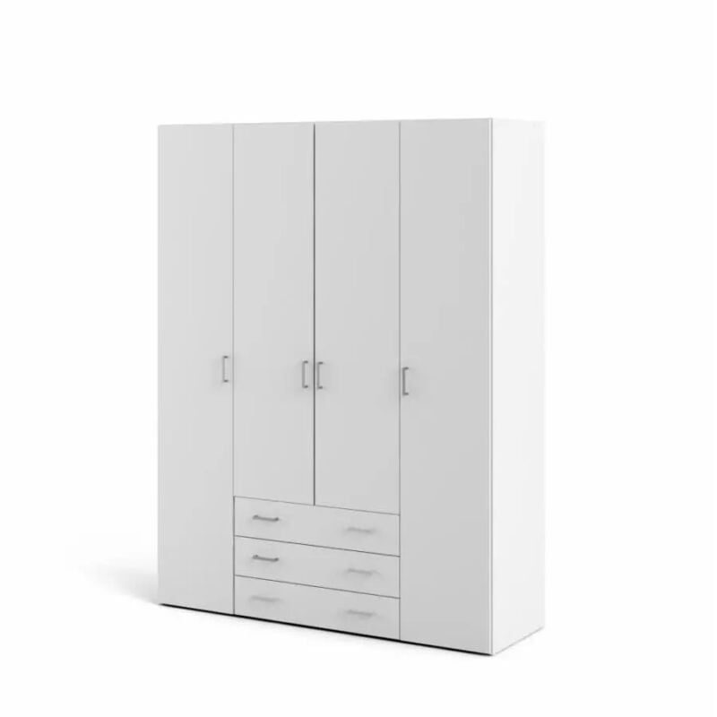 foto del prodotto armadio space con 4 ante e 3 cassetti bianco, 154x49,5x200,4 cm