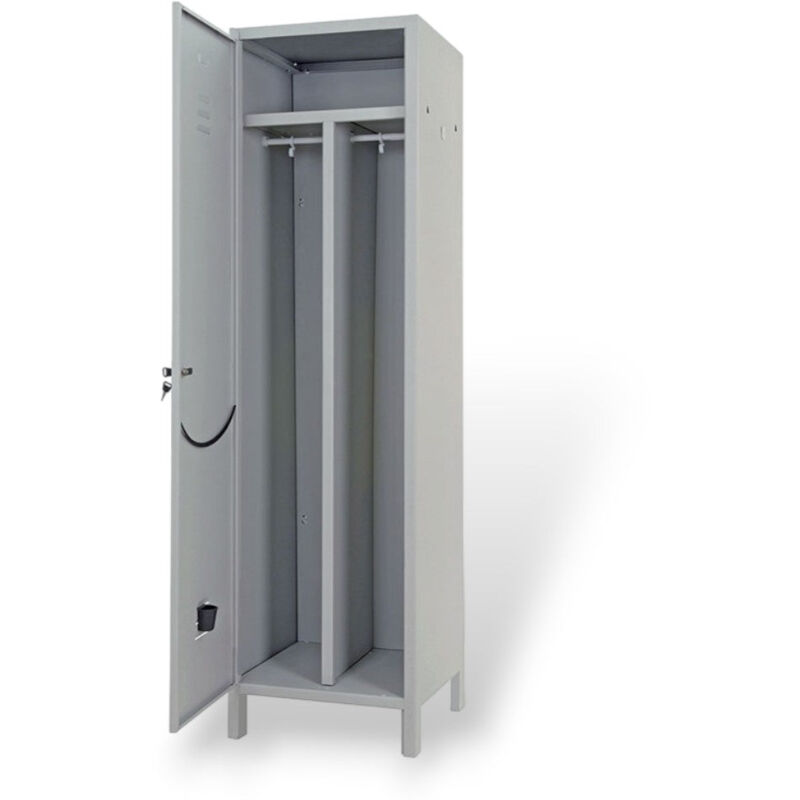 foto del prodotto armadio spogliatoio in metallo 50x50xh180 cm sporco pulito due posti 1 anta con serratura prometal