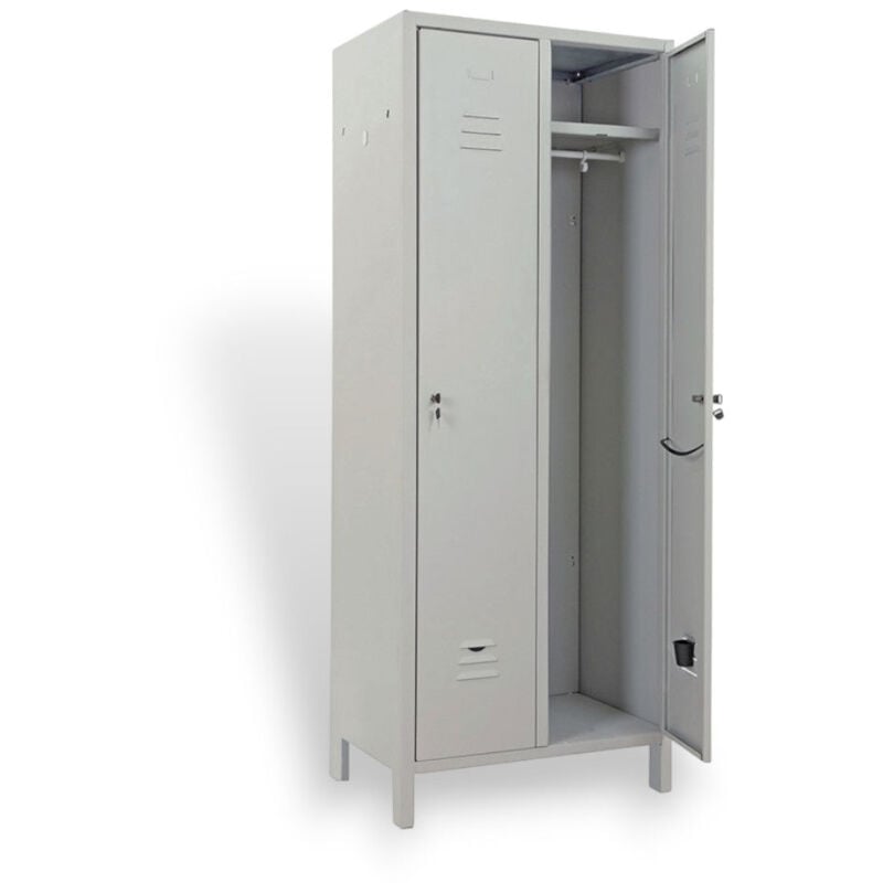 foto del prodotto armadio spogliatoio in metallo 69x34xh180 cm doppia anta con serratura e cerniere antiscasso