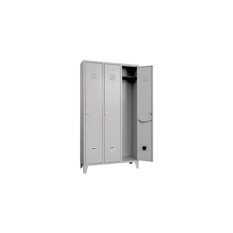 foto del prodotto armadio spogliatoio montato prometal vern grigio posti 3 h.mm 1795 mm 1000x350