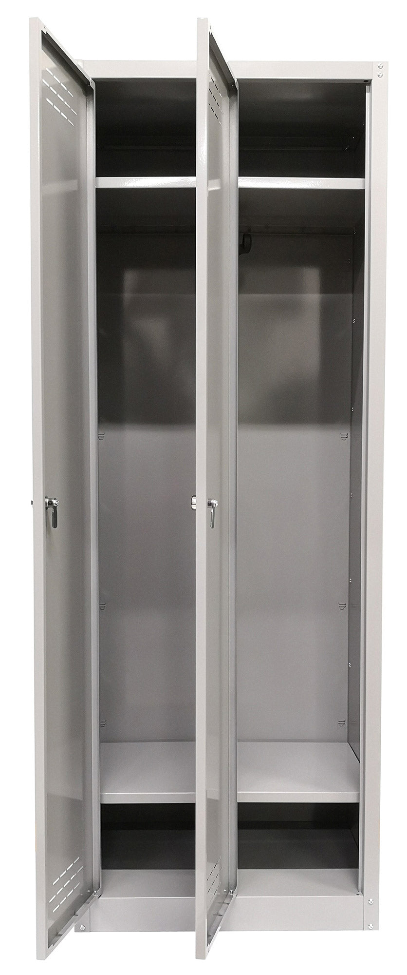 foto del prodotto armadio spogliatoio sporco pulito 2 ante 60x40x167 cm in metallo verniciato grigio chiaro
