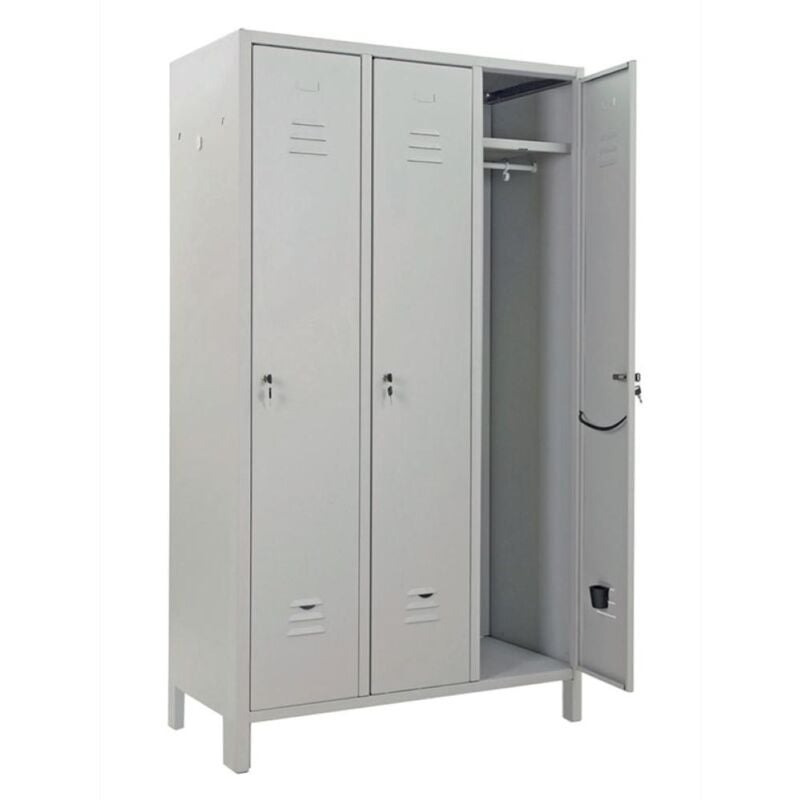 foto del prodotto armadio spogliatoio sporco pulito 3 posti con ripiano 100x35x180h cm grigio ral7035