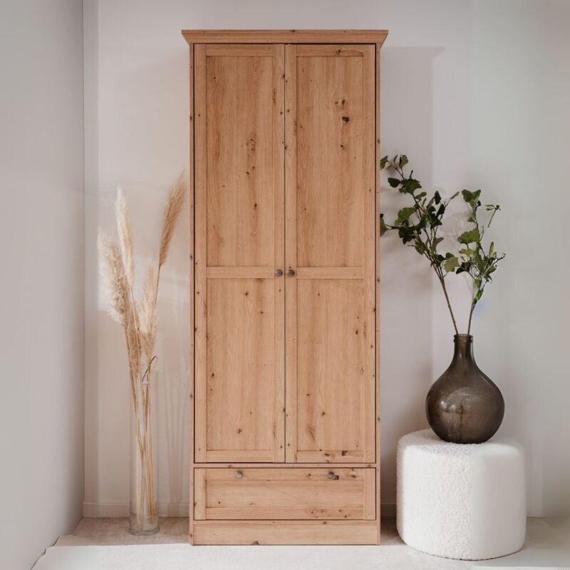 foto del prodotto armadio tuttopiani 2 ante e cassetto rovere anticato timber40a 80x39x200h l 39 eleganza del legno, la funzionalit dello spazio