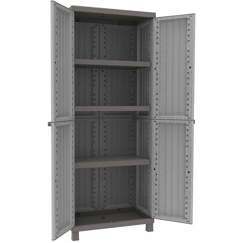 foto del prodotto armadio tuttopiani cwood in polipropilene a 2 ante effetto legno cm68x39x170h per esterno terry
