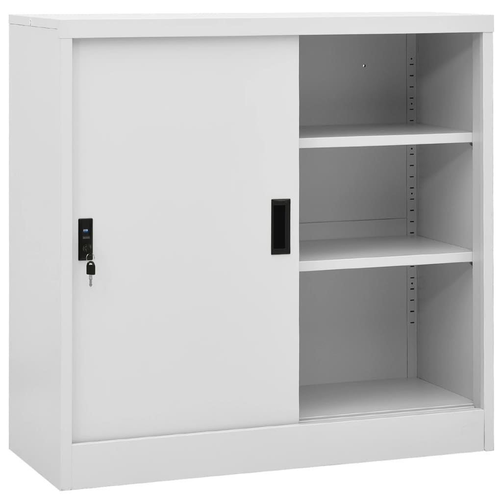 foto del prodotto armadio ufficio anta scorrevole grigiochiaro 90x40x90cm acciaio cod mxl 53470