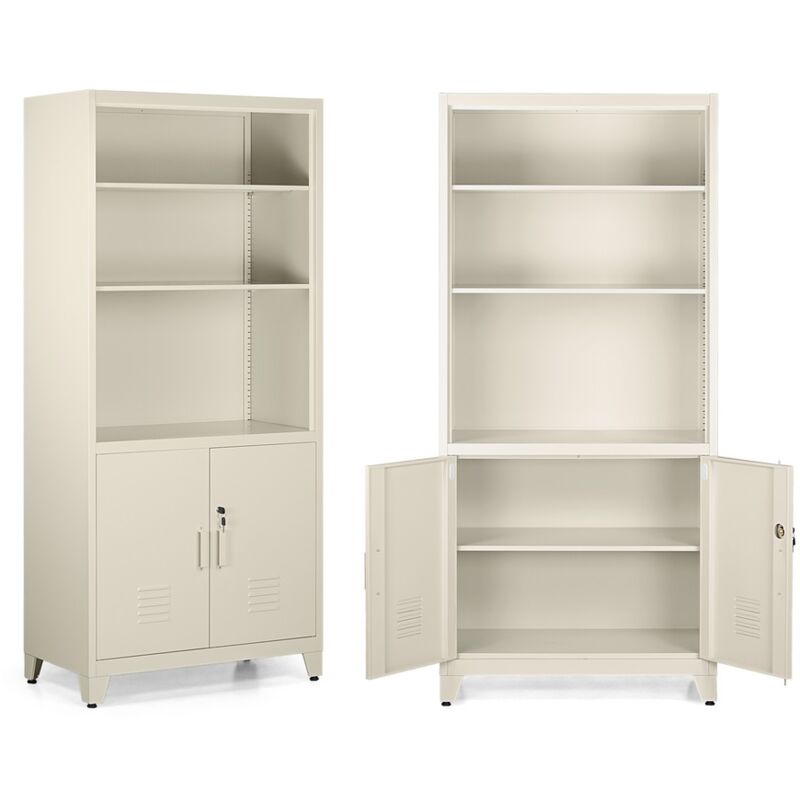 foto del prodotto armadio ufficio con 2 ante e 5 ripiani avorio 85x45x190 cm yumi