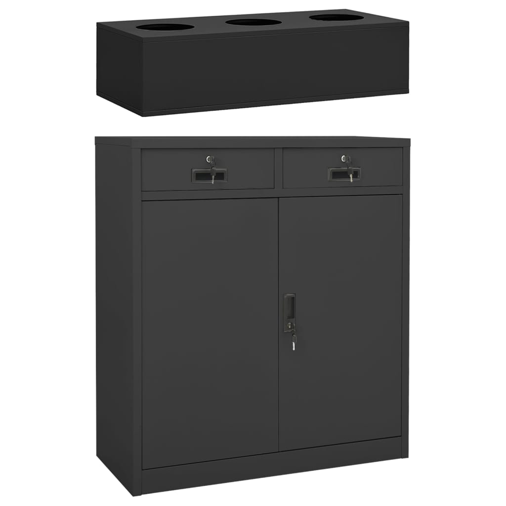 foto del prodotto armadio ufficio con fioriera antracite 90x40x125 cm in acciaio cod mxl 40995