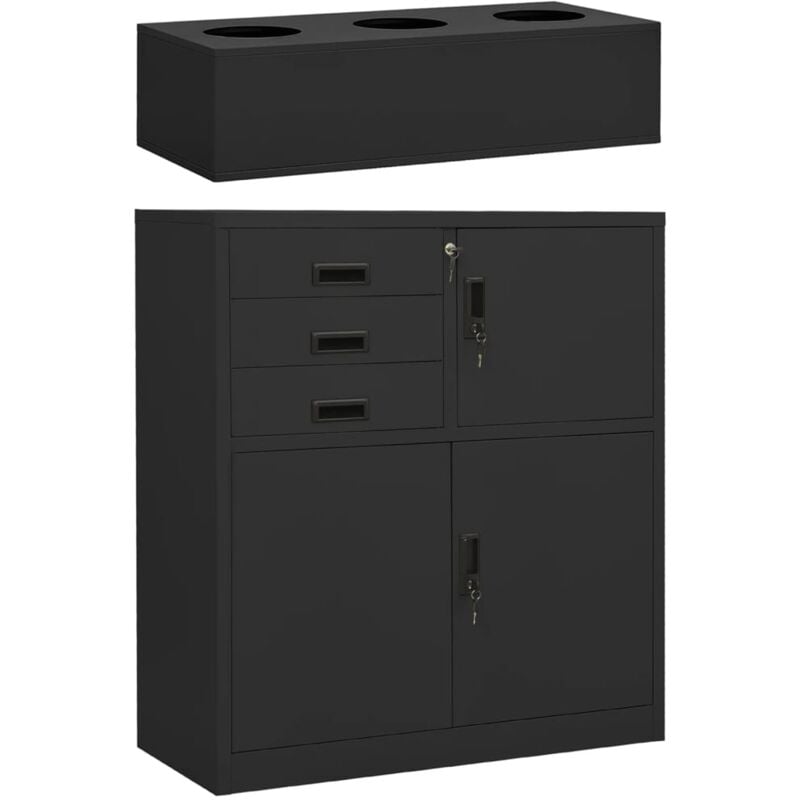 foto del prodotto armadio ufficio con fioriera antracite 90x40x125 cm in acciaio vidaxl