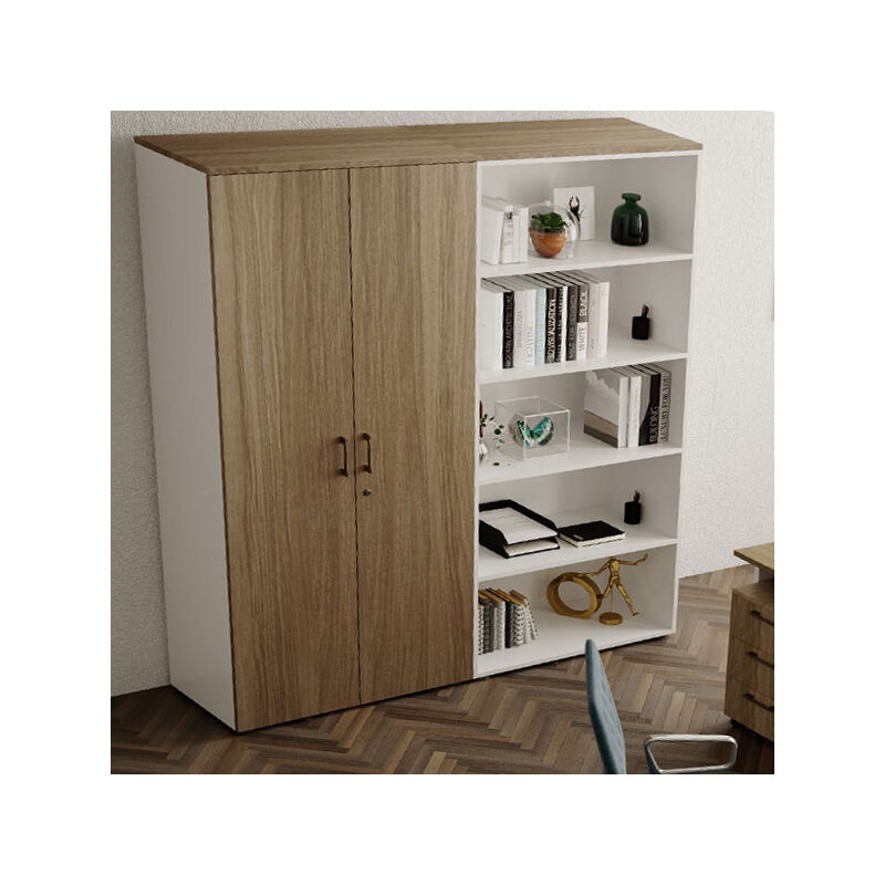 foto del prodotto armadio ufficio in legno con serratura. armadietto