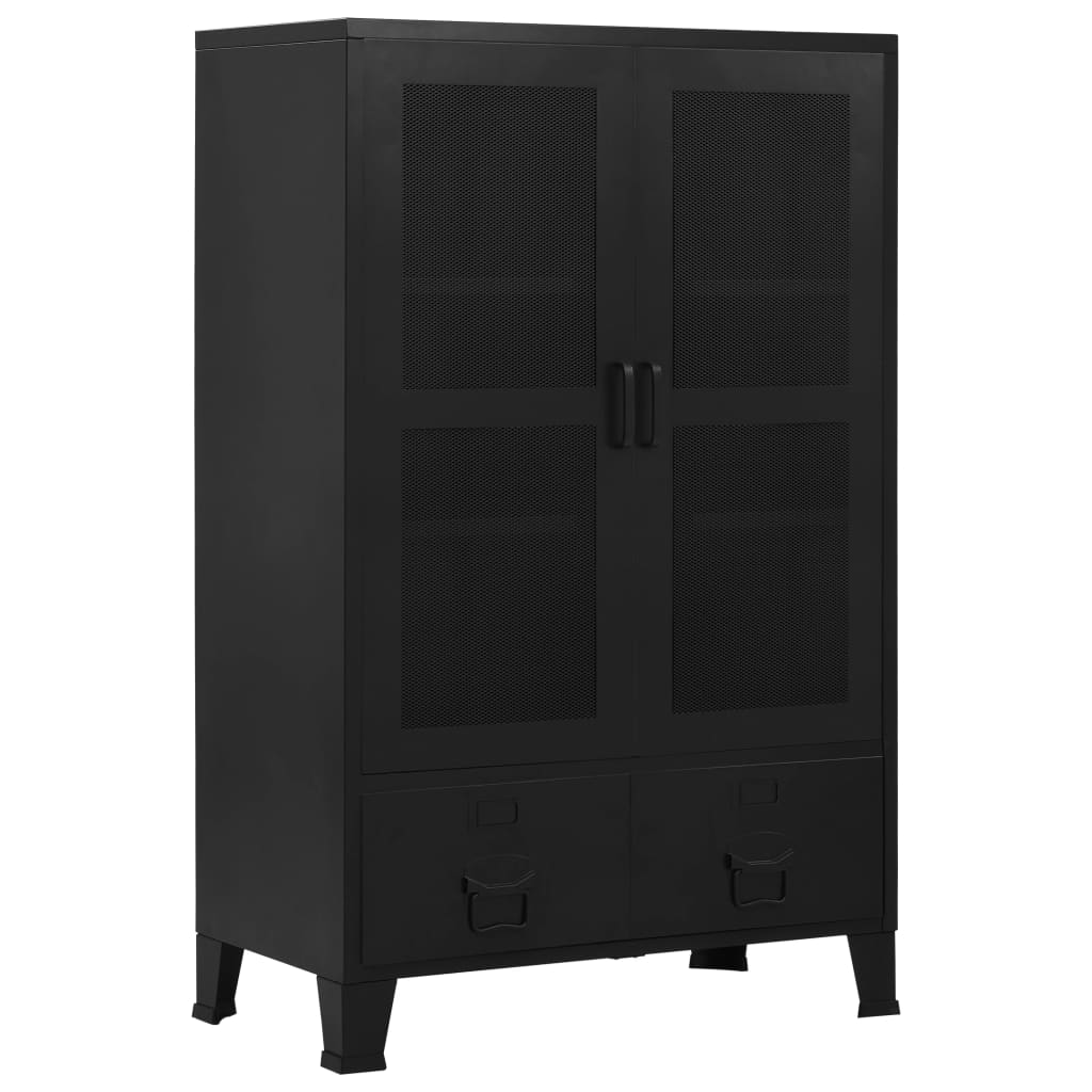 foto del prodotto armadio ufficio reticolato industriale nero 75x40x120cm acciaio cod mxl 76719