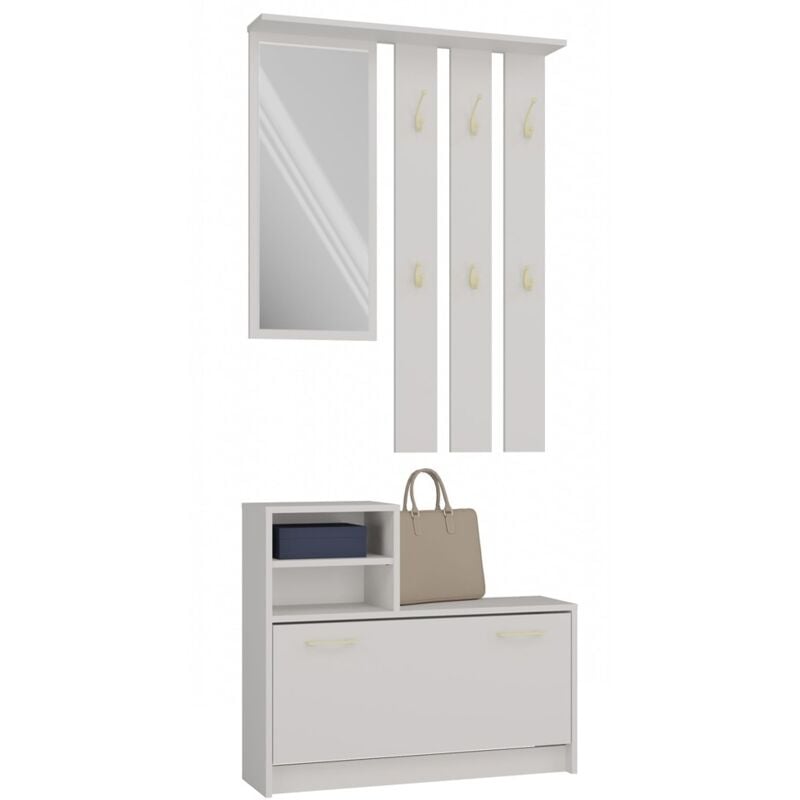 foto del prodotto armadio vera appendiabiti con specchio scarpiera cashmere beige