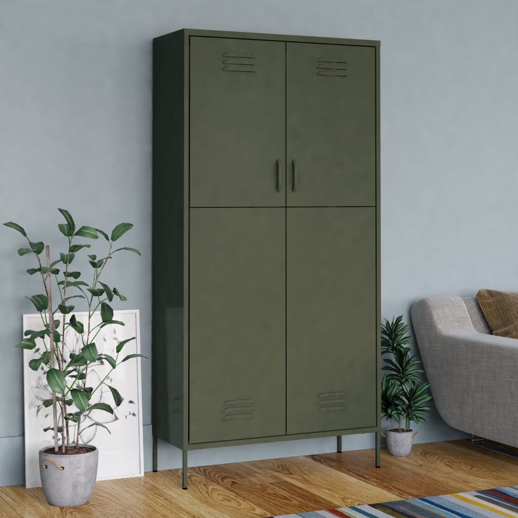 foto del prodotto armadio verde oliva 90x50x180 cm in acciaio cod mxl 69809